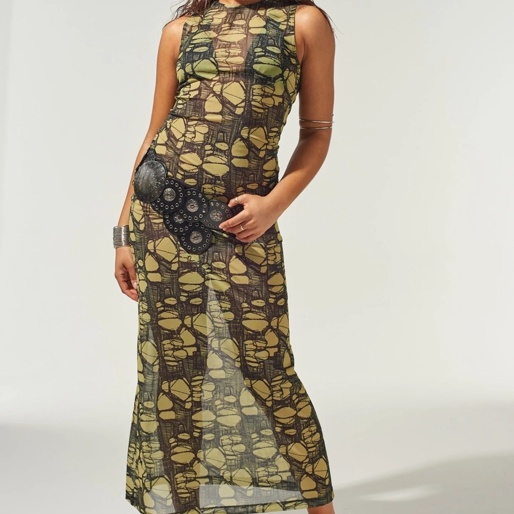 Ragged Priest Lime/Black Holey Mesh Dress - Size 8 NWT